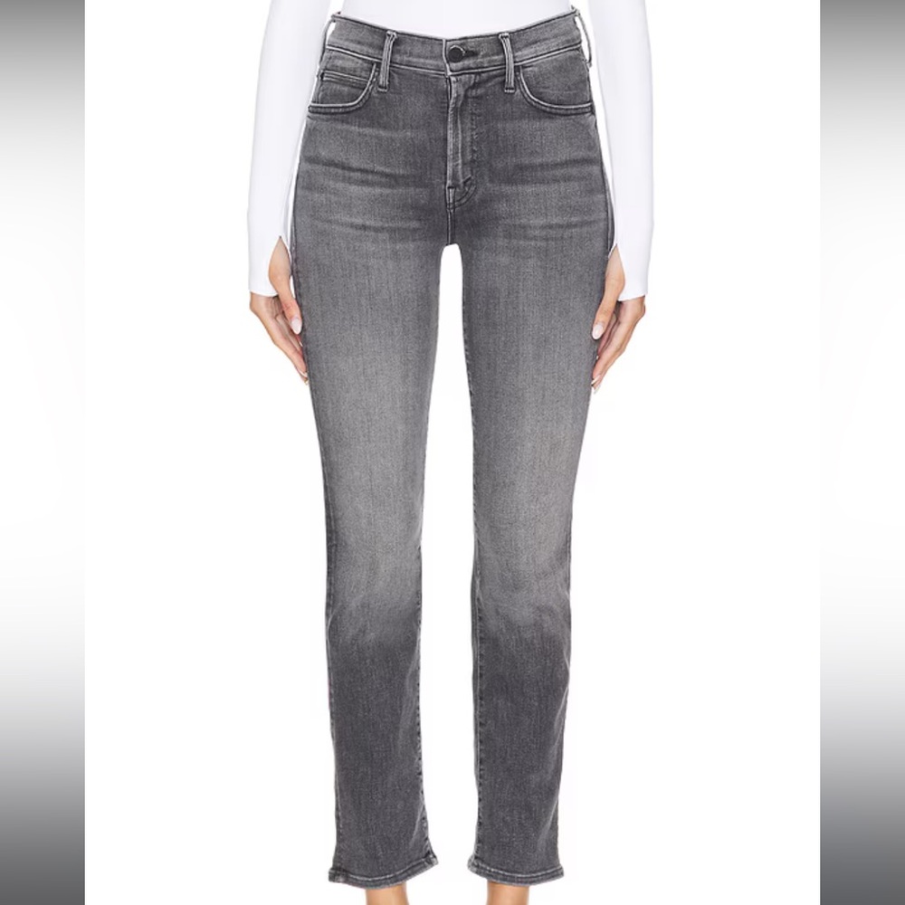 High waisted rider ankle jeans
MOTHER- high rise grey stretch denim